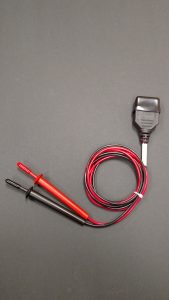Test probe cable assembly with molded connector and logo